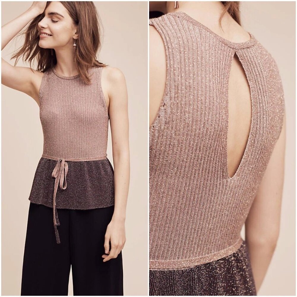 NWT Anthropologie Glimmer Sleeveless Tank with Ribbon Tie - Size S